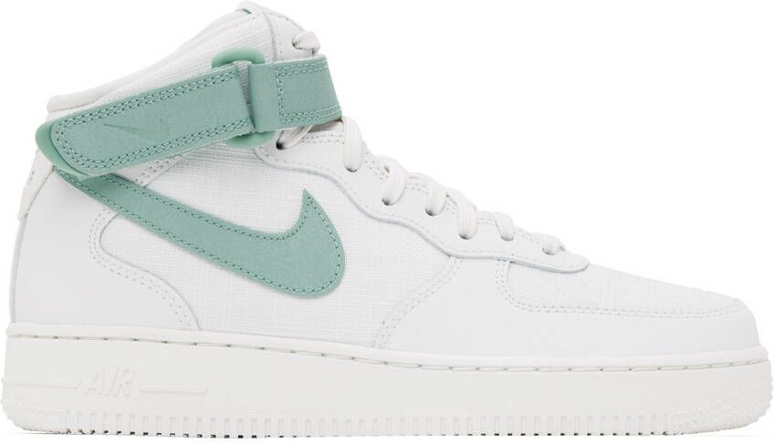 Nike White & Green Air Force 1 '07 Mid Sneakers