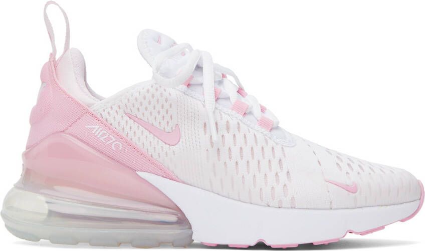 Nike White & Pink Air Max 270 Sneakers