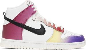 Nike White & Purple Dunk High Sneakers
