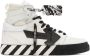 Off-White & Black High Top Vulcanized Leather Sneakers - Thumbnail 1