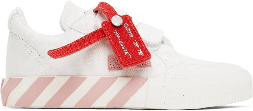 Off-White Kids White & Pink Canvas Vulcanized Low Strap Sneakers