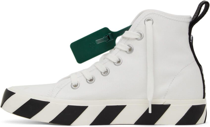 Off-White & Black Mid Vulcanized Sneakers - Picture 4