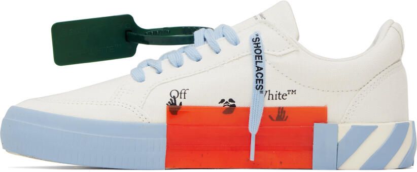 Off-White & Blue Vulcanized Low Sneakers - Picture 4