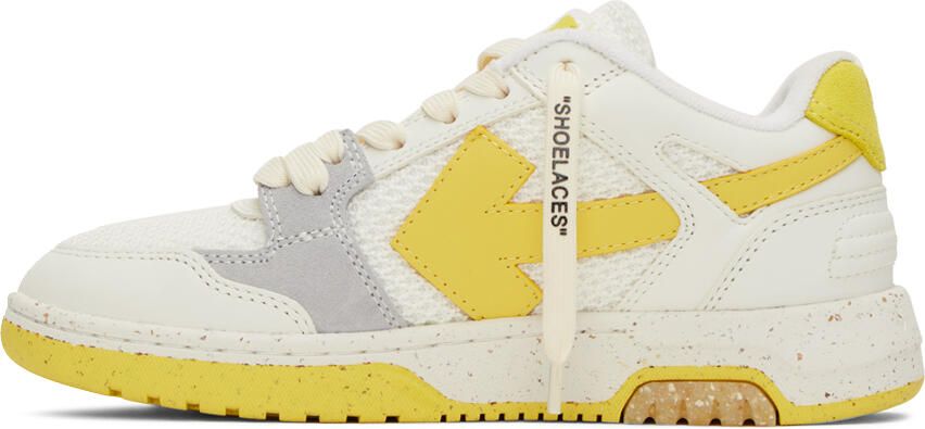 Off-White & Yellow Slim Out Of Office Sneakers - Picture 3