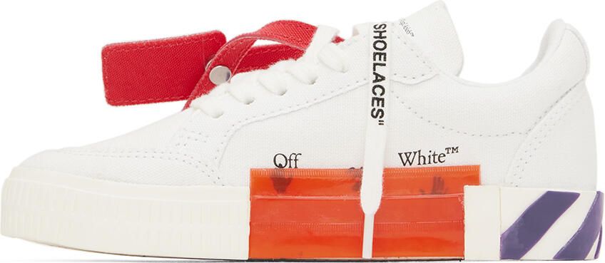 Off-White Kids White & Purple Vulcanized Sneakers - Picture 3