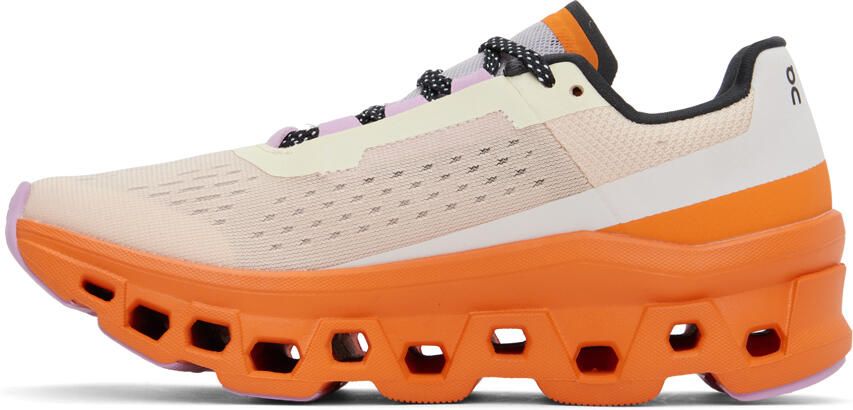 On Beige & Orange Cloudm ster Sneakers - Picture 3