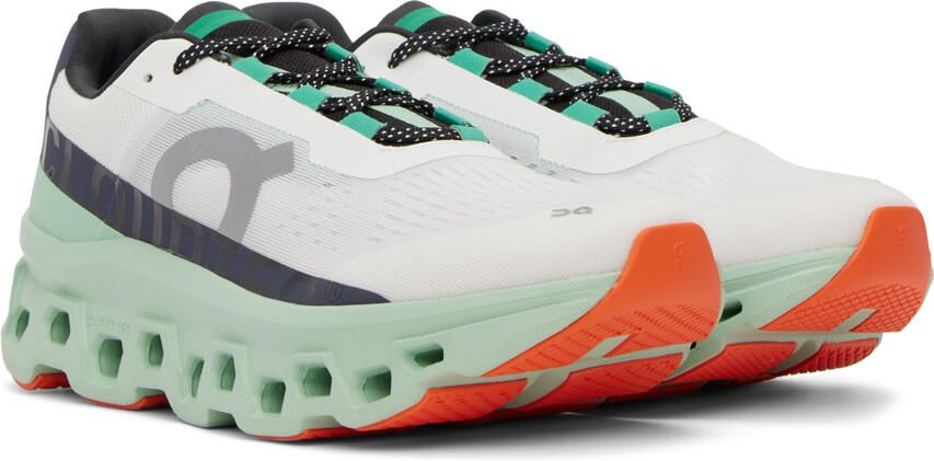 On White & Green Cloudm ster Sneakers - Picture 2