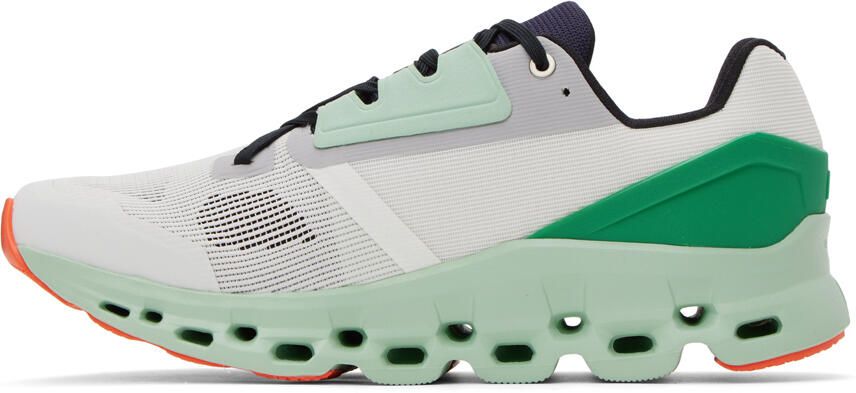 On White & Green Cloudstratus Sneakers - Picture 3