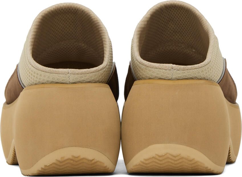 OPEN YY Beige & Brown Paneled Slippers