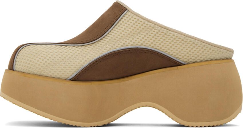 OPEN YY Beige & Brown Paneled Slippers - Picture 3