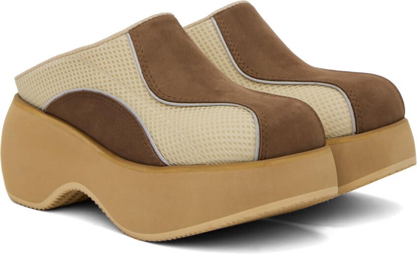 OPEN YY Beige & Brown Paneled Slippers - Picture 2