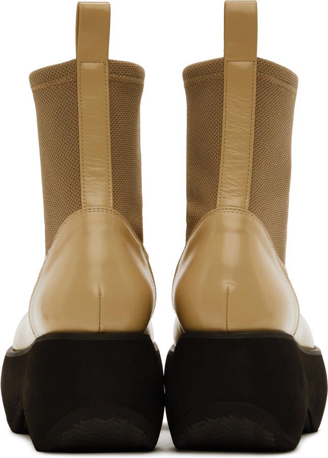 OPEN YY Beige Leather Platform Boots - Picture 3