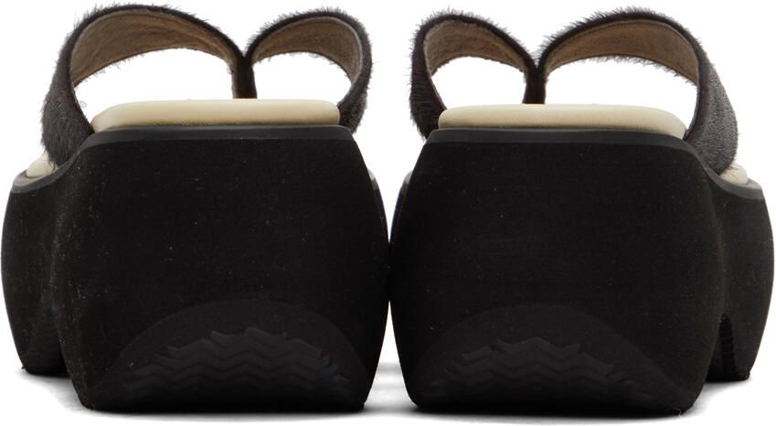 TheOpen Product Brown & Beige Calf Hair Platform Sandals