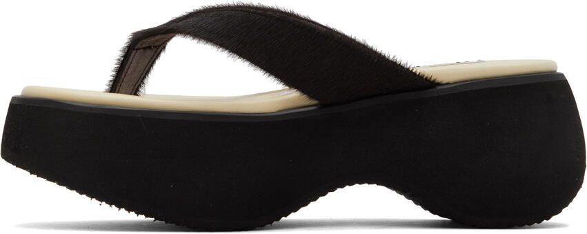 TheOpen Product Brown & Beige Calf Hair Platform Sandals - Picture 3