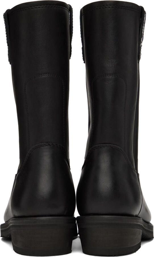 Our Legacy Black Leather Flat Toe Boots - Picture 3