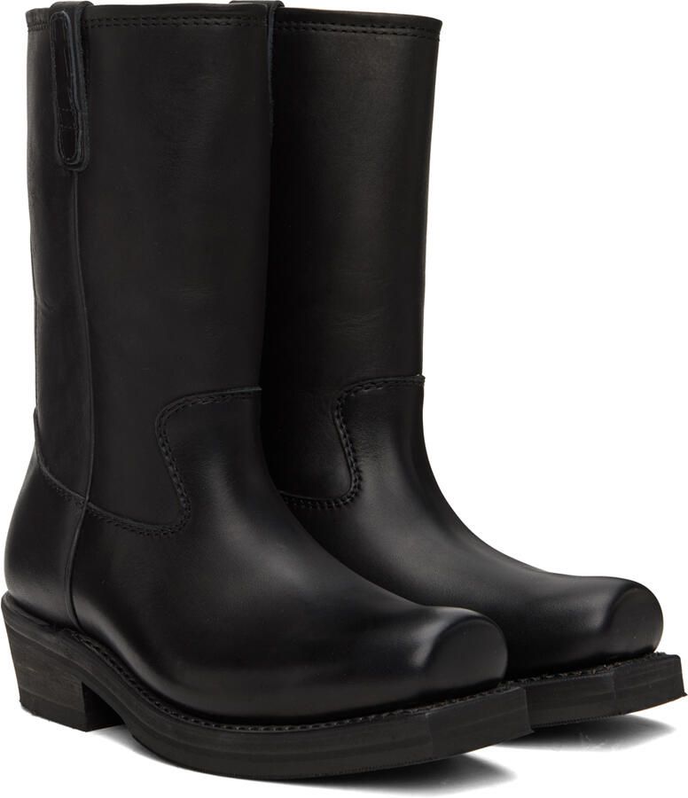 Our Legacy Black Leather Flat Toe Boots - Picture 2