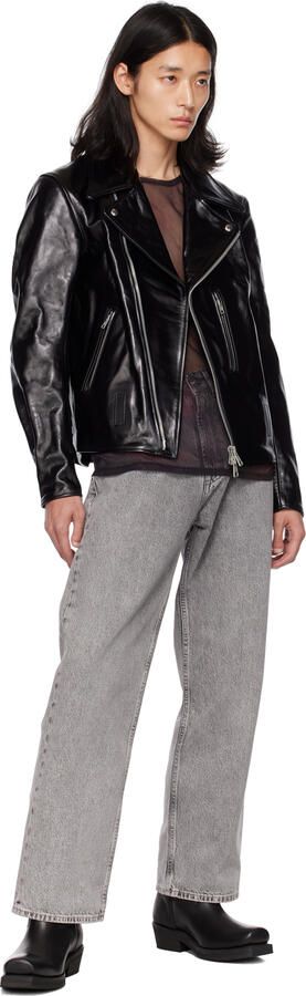 Our Legacy Black Leather Flat Toe Boots - Picture 4