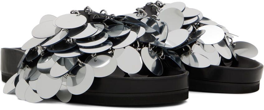 Paco Rabanne Black Sparkle Flat Sandals