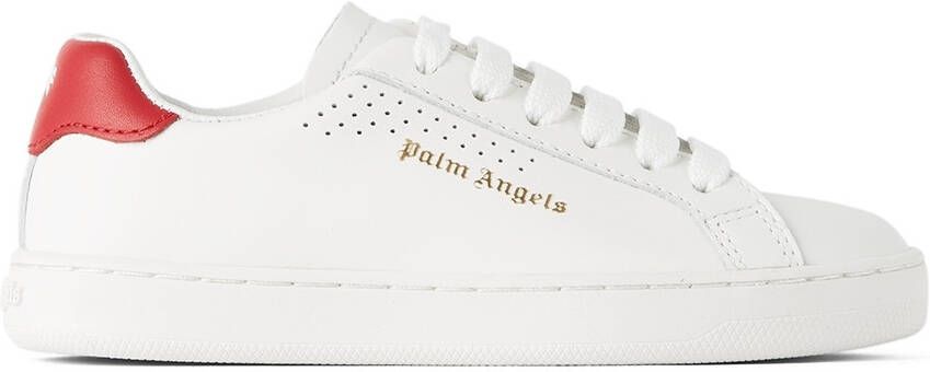 Palm Angels Kids White & Red New Tennis Sneakers