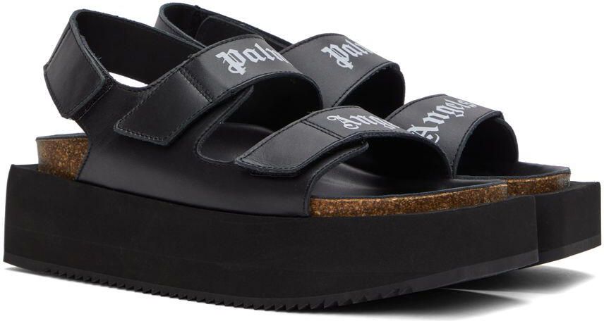 Palm Angels Black Leather Sandals - Picture 2