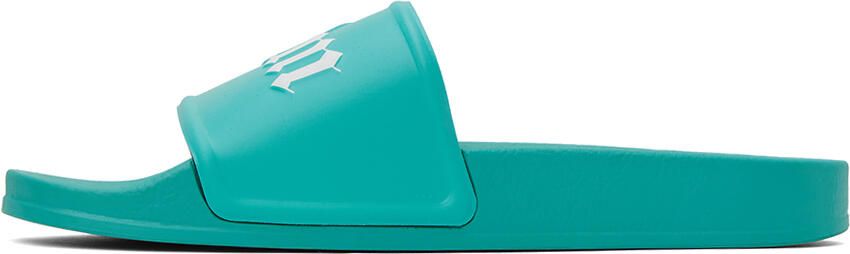 Palm Angels logo print pool slides Blue - Picture 4