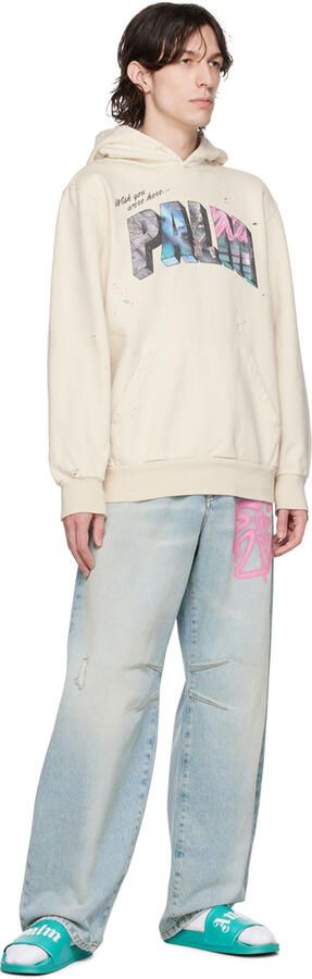 Palm Angels logo print pool slides Blue - Picture 3