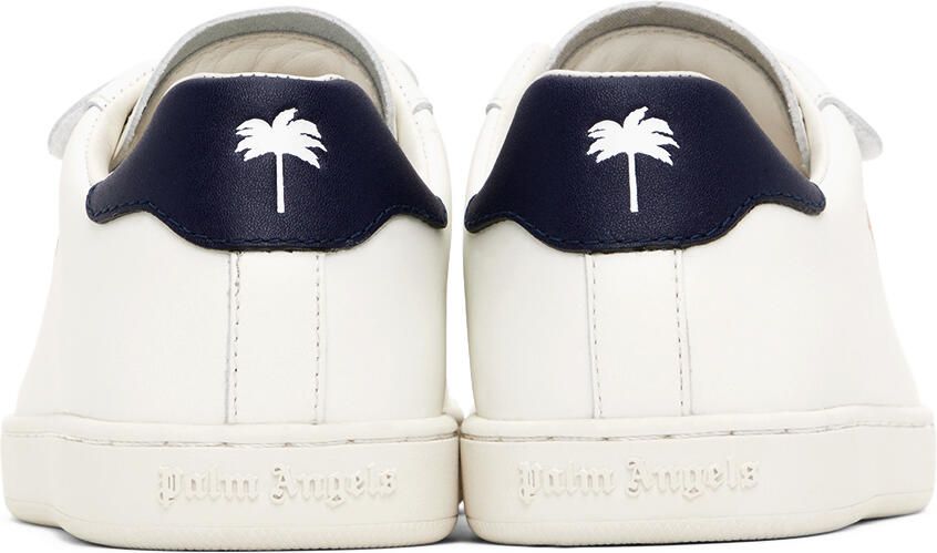 Palm Angels Kids White & Navy Palm One Strap Sneakers