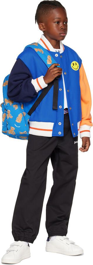 Palm Angels Kids White & Navy Palm One Strap Sneakers - Picture 4