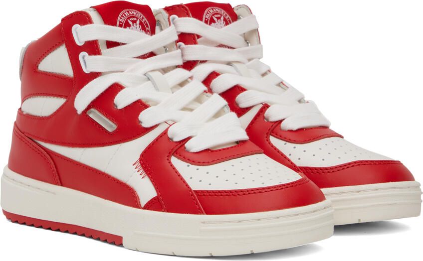 Palm Angels Red & White University Mid Sneakers - Picture 2