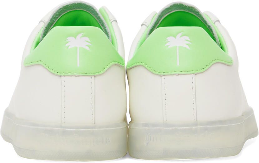 Palm Angels White & Green Palm One Sneakers