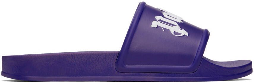 Palm Angels logo print slides Purple