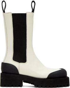 Palm Angels White Grained Chelsea Mid-Calf Boots
