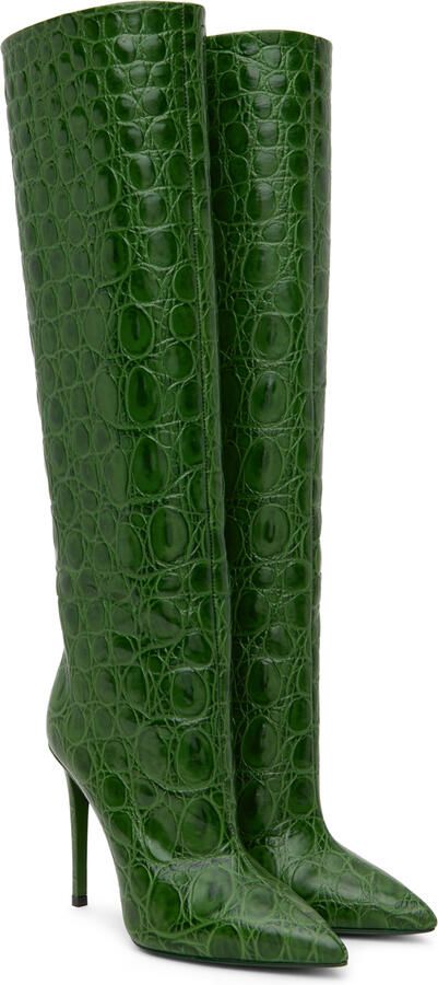 Paris Texas Green Croc-Embossed Tall Boots - Picture 3
