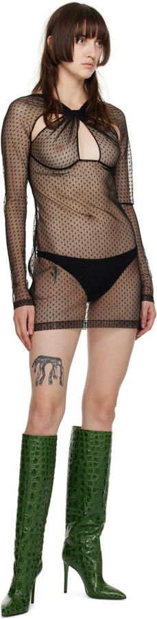 Paris Texas Green Croc-Embossed Tall Boots - Picture 4