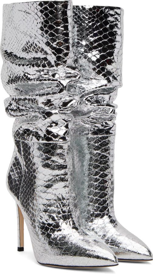 Paris Texas Silver Snake Slouchy Boots - Picture 3