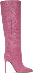 Paris Texas Pink Croc Stiletto Boots