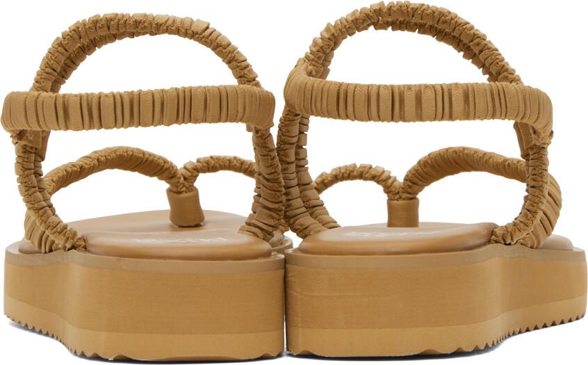Pleats Please Issey Miyake Beige Pleats Strap Sandals