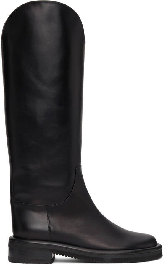 Proenza Schouler Black Leather Pipe Riding Boots