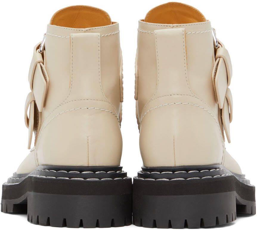 Proenza Schouler Beige Lug Sole Buckle Boots