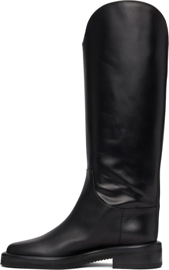 Proenza Schouler Black Leather Pipe Riding Boots