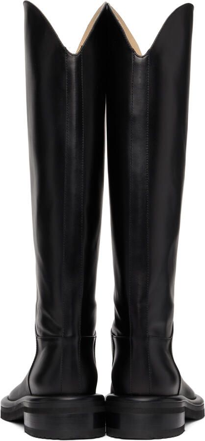 Proenza Schouler Black Leather Pipe Riding Boots - Picture 3