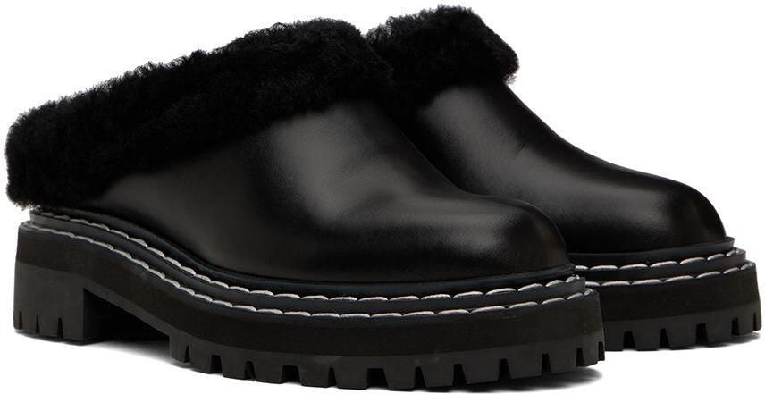 Proenza Schouler Black Shearling Lug Sole Mules - Picture 2