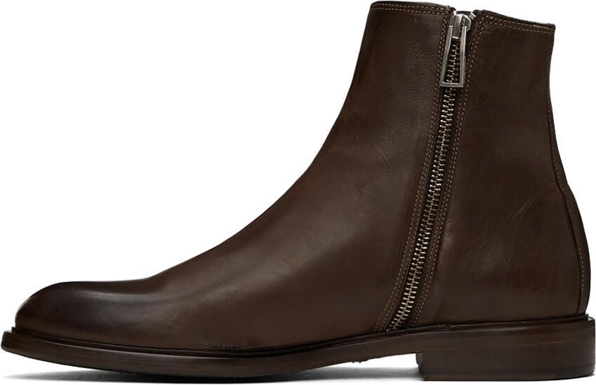PS by Paul Smith Brown Leather Billy Zip Boots - Picture 4