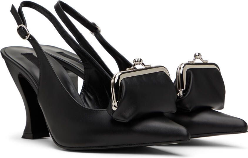 Pushbutton Black Coin Purse Heels - Picture 2