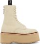 R13 Beige Suede Single Stack Lace-Up Boots - Thumbnail 1