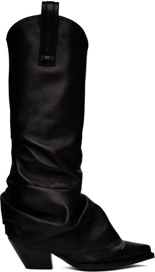 R13 Black Cowboy Tall Boots
