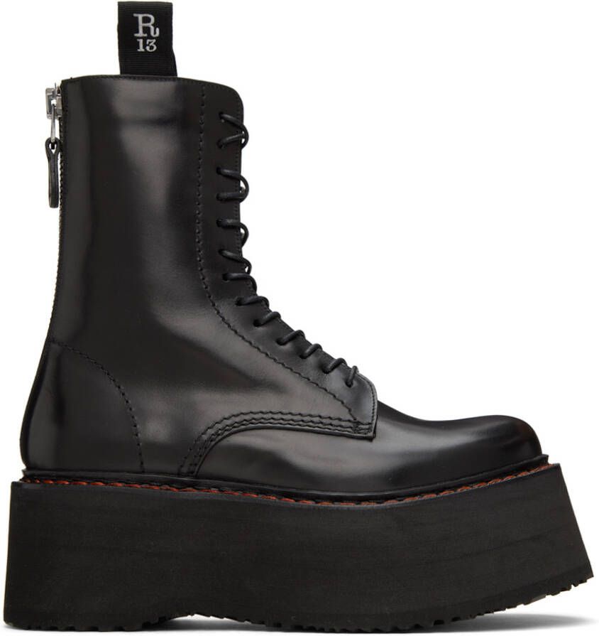 R13 Black Double Stack Boots