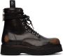 R13 Black Single Stack Lace-Up Boots - Thumbnail 1
