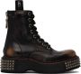 R13 Black Single Stack Lace-Up Boots - Thumbnail 1