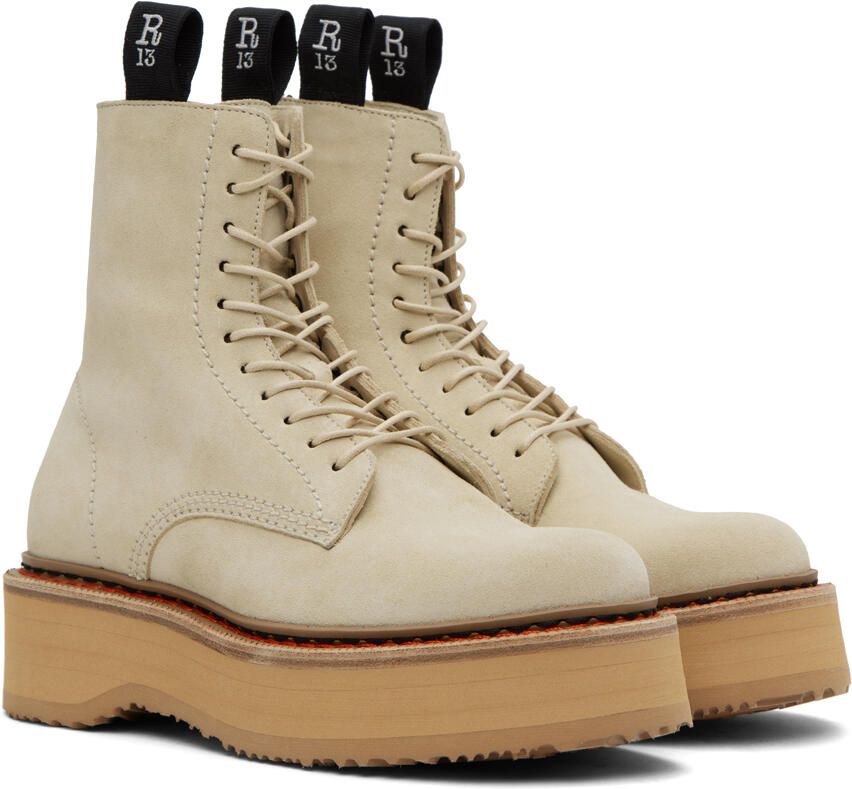 R13 Beige Single Stack Boots